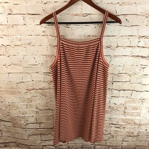 RVCA Striped Ribbed Burnt Orange Flowy Tank Dress